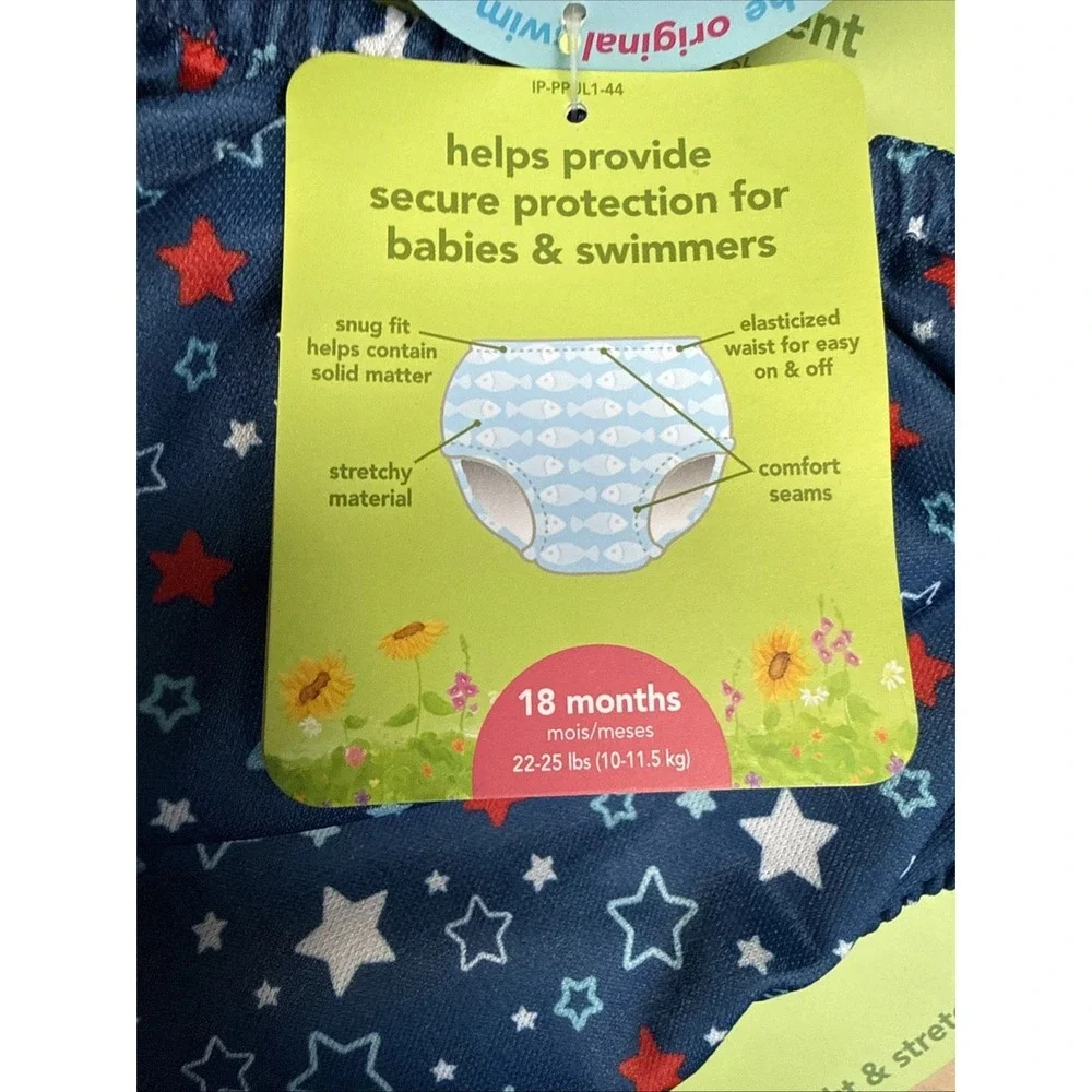 i Play Baby Swimsuit Stars Americana Reusable & Absorbent Swim Diaper 18 Months